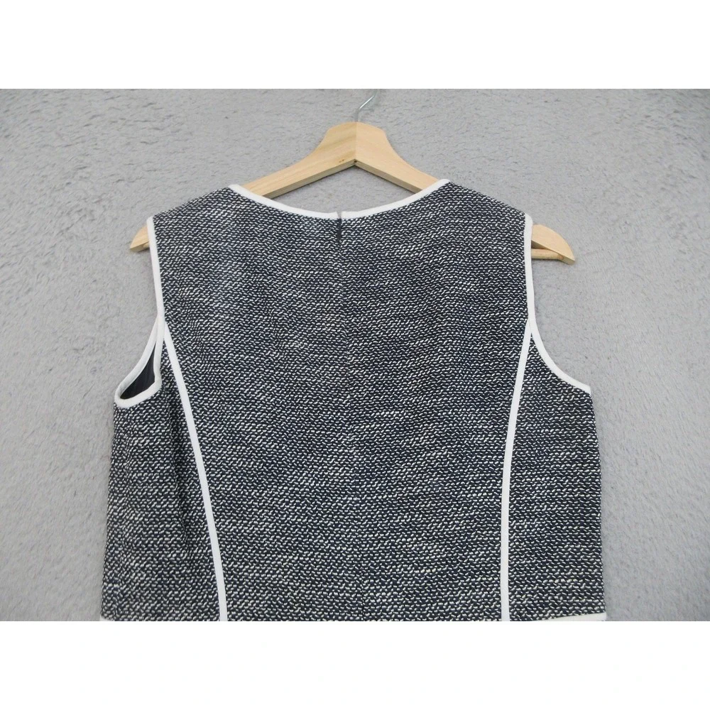 Lafayette 148 New York Dress Jacket Suit Set Womens 8/S Blue‎ Tweed Piped